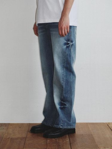 Wave Cutting Denim Pants_Midnight Blue - KINETO - Modalova