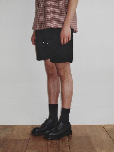 Layered Carpenter Denim Shorts_Black - KINETO - Modalova