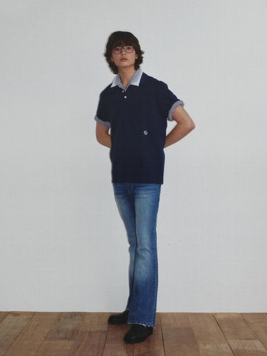 Wave Cutting PK-Shirt_Navy - KINETO - Modalova