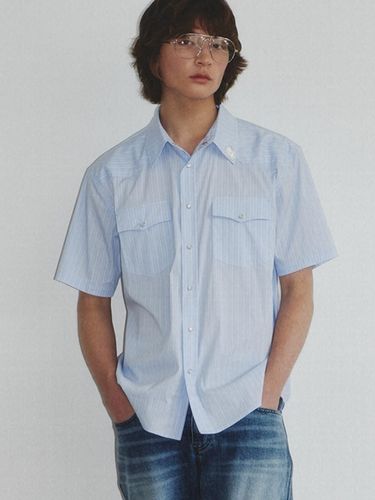 Western Stripe Pattern Shirt_Sky Blue - KINETO - Modalova