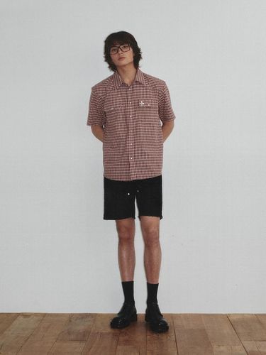 Western Checked Pattern Shirt_Burgundy - KINETO - Modalova