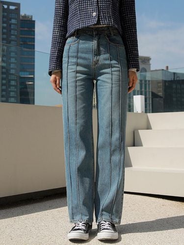 Double Pin Tuck Wide Denim Pants - hardcore happiness - Modalova