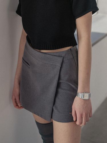 Classic Fake Wrap Skirt Pants_Charcoal - hardcore happiness - Modalova