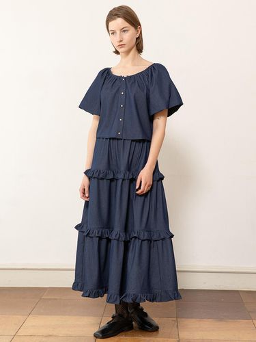 Cancan Frill Skirt_Indigo Blue - JMARK New York - Modalova