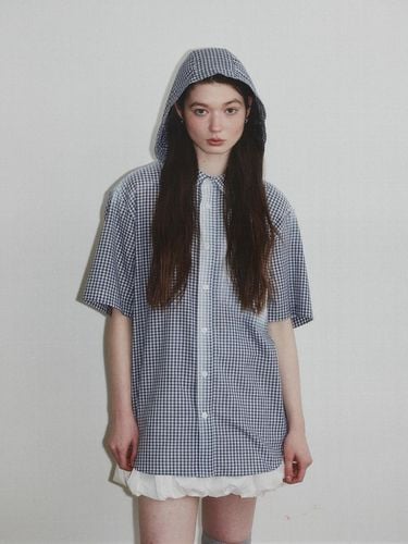 Plaid Spray Hooded Shirt - KINETO - Modalova