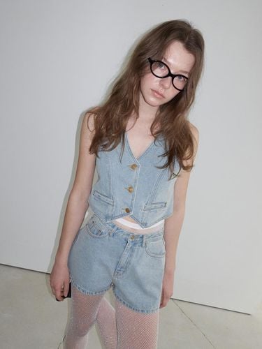 Halter Denim Vest_Light Blue - overdueflair - Modalova