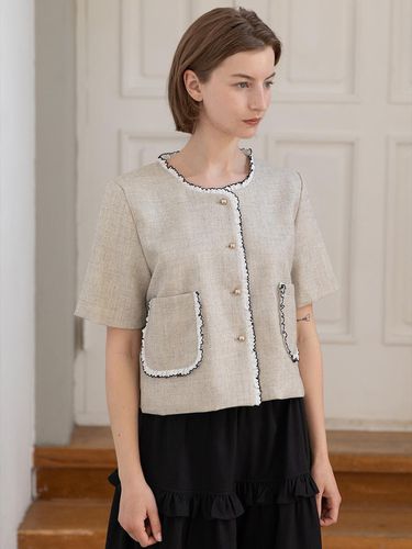 Tweed Frill Jacket_Beige - JMARK New York - Modalova