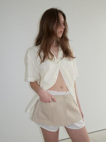 Jacquard Skirt Belt_Beige - overdueflair - Modalova