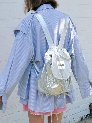 Ribbon String Backpack_Silver - MOIFAIRE - Modalova