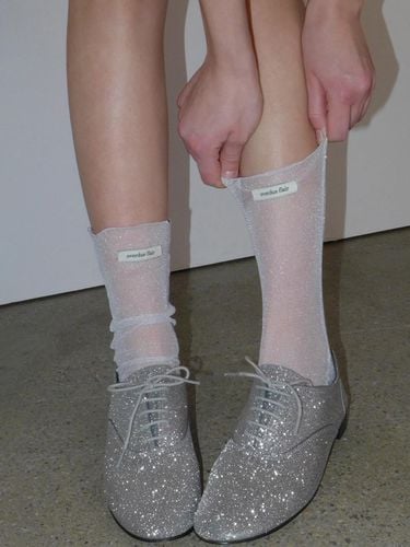 Glitter Mesh Socks_Silver - overdueflair - Modalova