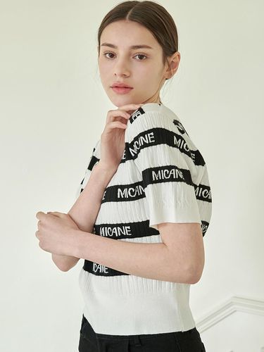 Winsome Stripe Logo Knit Top - MICANE - Modalova