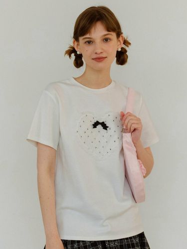 Lace Heart Short Sleeve Top - DUNDROP - Modalova