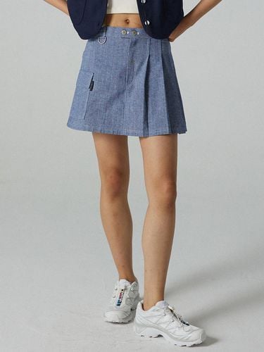 Glam Denim Pleats Skirt_Navy - DEARSTALKER - Modalova