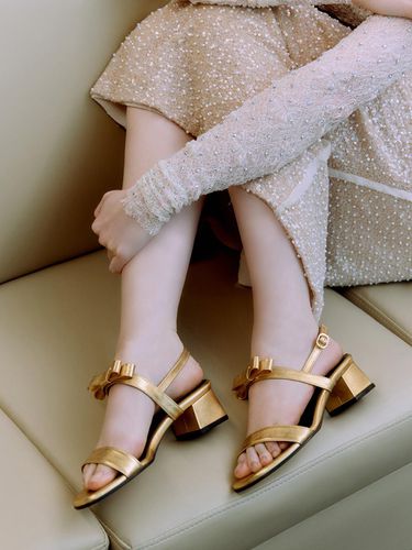 Nora Ribbon Sandals_Gold - JUJUVI - Modalova