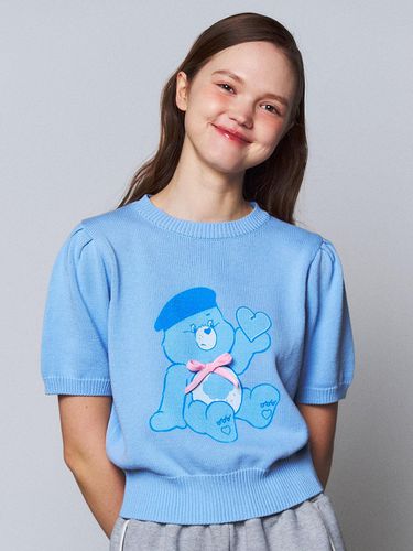 Nomantic Care Bear Ribbon Short Sleeve Knit Top - beyondcloset - Modalova