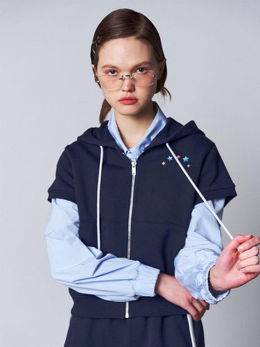 New Apollo Care Bear Crop Zip Up Hoodie_Navy - beyondcloset - Modalova