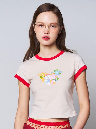 Run Together Care Bear Heart Shape Crop T-shirt - beyondcloset - Modalova