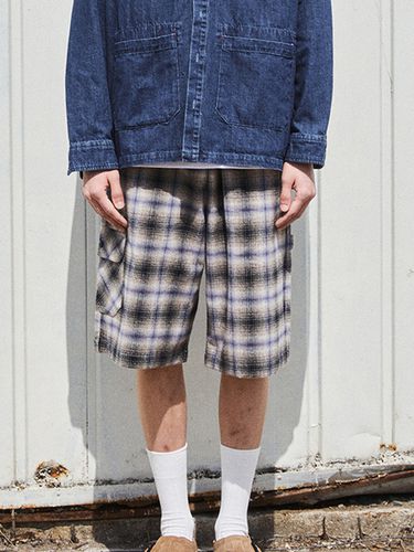 Cosmo Checker Flannel Carpenter Shorts_Navy - OGARP - Modalova