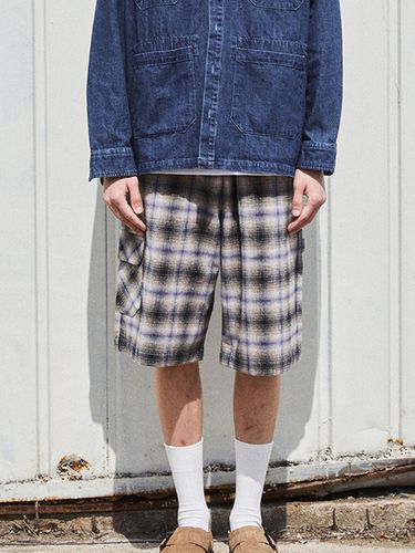 Cosmo Checker Flannel Carpenter Shorts_Gray - OGARP - Modalova