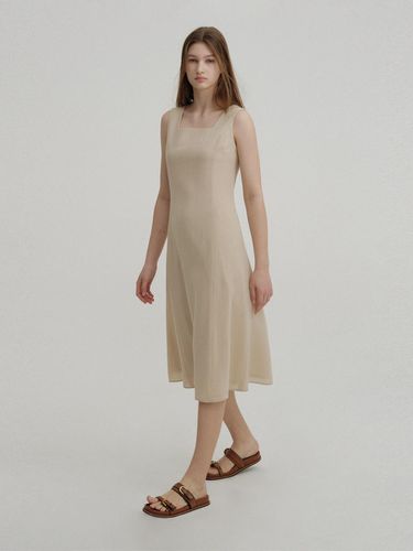 Round Square Neck A Line Dress_Yellow Beige - AVA MOLLI - Modalova