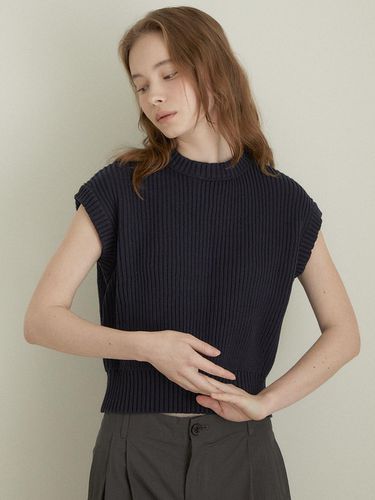 Sleeveless Knit Vest_Dark Navy - LARGO - Modalova