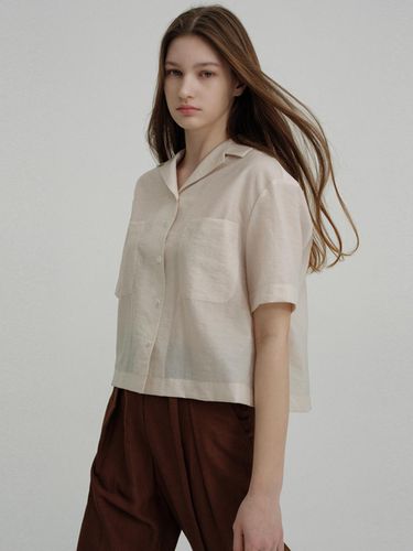 Open Collar Detail Shirt_Natural - AVA MOLLI - Modalova