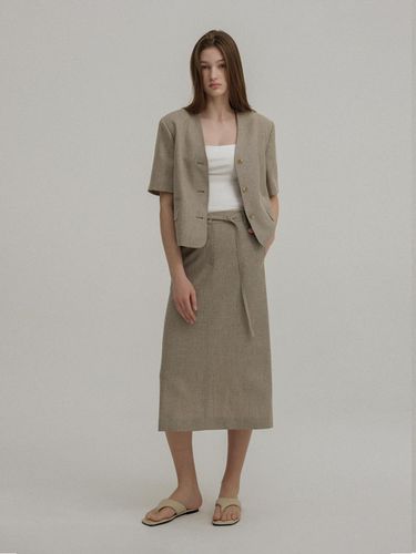 Belted H Line Long Skirt_Beige - AVA MOLLI - Modalova