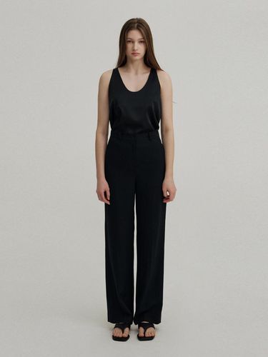 Summer Wool Semi Wide Pants_Dark Navy - AVA MOLLI - Modalova