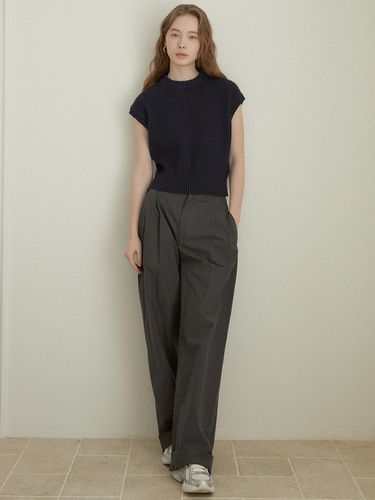 Pintuck Wide Pants_Charcoal - LARGO - Modalova