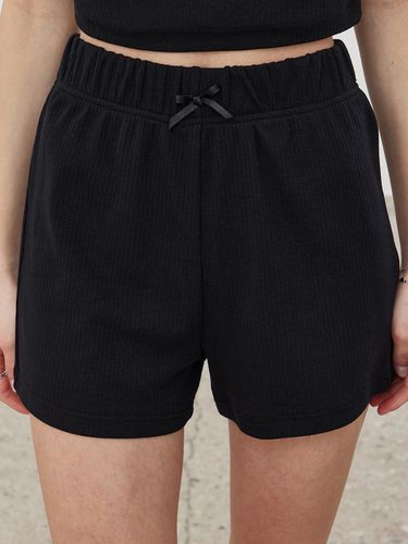 Ribbon Corduroy Shorts Black - ITOV SEOUL - Modalova