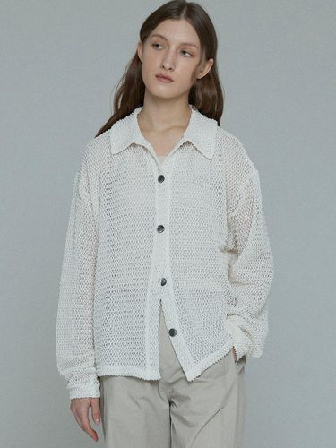 Kara Mesh Net Knit Cardigan (White) - LEIE - Modalova