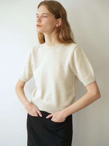 Cashmere Round Neck Puff Short Sleeve Sweater - LEIE - Modalova