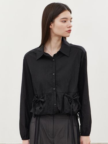 Ribbon Shirt Windbreaker Black - ITOV SEOUL - Modalova