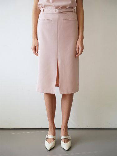 Belt Detail Front Slit Midi Skirt () - LEIE - Modalova