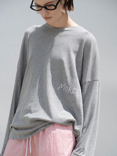 Morceau Painting Long Sleeve Top_Gray - MORCEAU PAR MORCEAU - Modalova