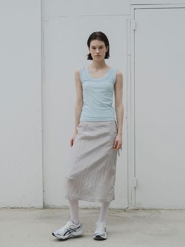 Wrinkle Strap Skirt_Light Gray - MORCEAU PAR MORCEAU - Modalova