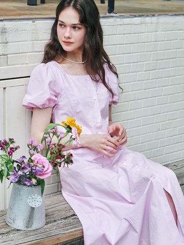 MET Puff Sleeve Long Dress_Pink - METAPHER - Modalova