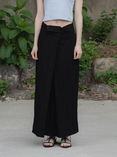 Unbalanced Wrap Maxi Skirt_Black - MORCEAU PAR MORCEAU - Modalova