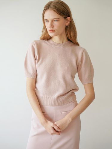 Cashmere Round Neck Puff Short Sleeve Sweater - LEIE - Modalova