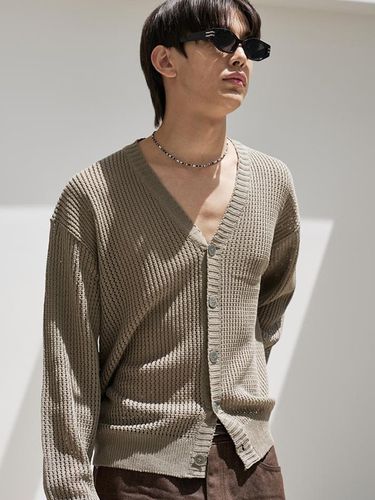 Skashi Net Cardigan_Stone Khaki - BASEMOMENT - Modalova