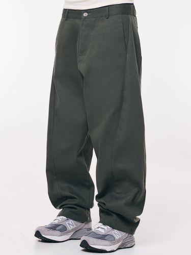 Curved Wide Cotton Denim Pants_Khaki - THAT`S IT - Modalova