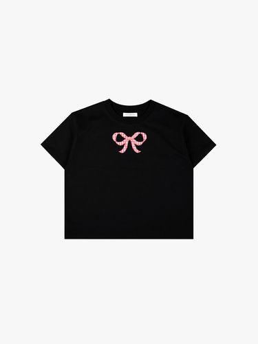 Ribbon Applique T-shirt_Black - PINK PINEAPPLE - Modalova