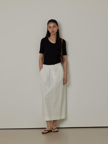 Fresh Cotton Volume Two-Tuck Long Skirt - Q’SRB - Modalova