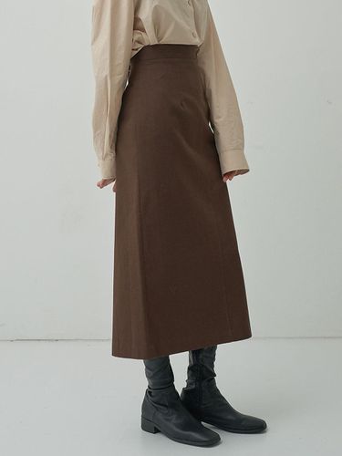 Autumn Cotton Basic Slit Skirt - MOTT - Modalova