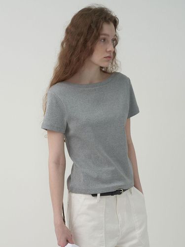 Basic Boat Neck T-shirt - Gray - MOTT - Modalova