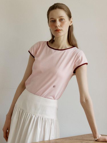 A Mini Flower Seed Boatneck T-shirt_Pink - AMONG - Modalova