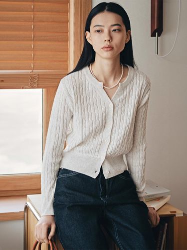 Half Neck Cable Cardigan - DEANS - Modalova