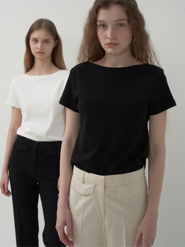 Basic Boat Neck T-shirt - Black - MOTT - Modalova