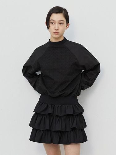 Eyelet Cotton Sweatshirt - Black - Burmula - Modalova