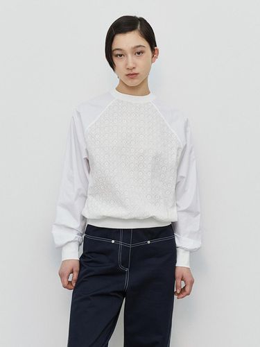 Eyelet Cotton Sweatshirt - White - Burmula - Modalova